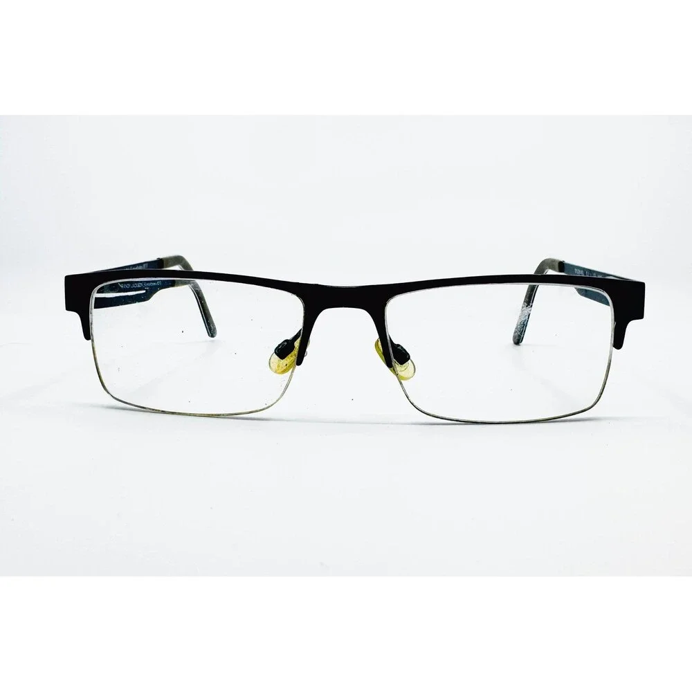 Randy Jackson Eyeglass Frames Mens Black Semi-Rimless Signature 6013 54-18-145